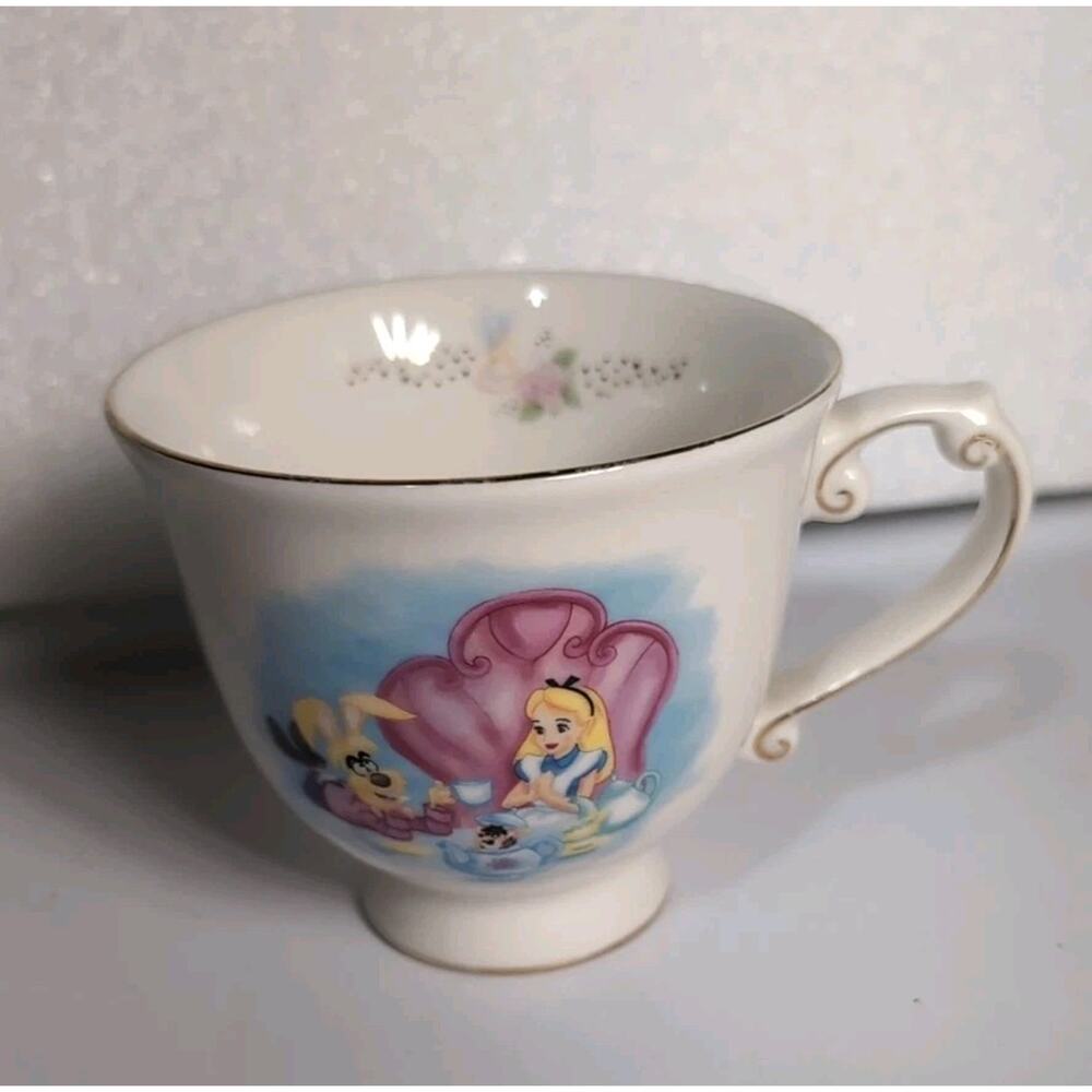 Disney Parks Alice in Wonderland Coffee Tea Cup Gold Trim